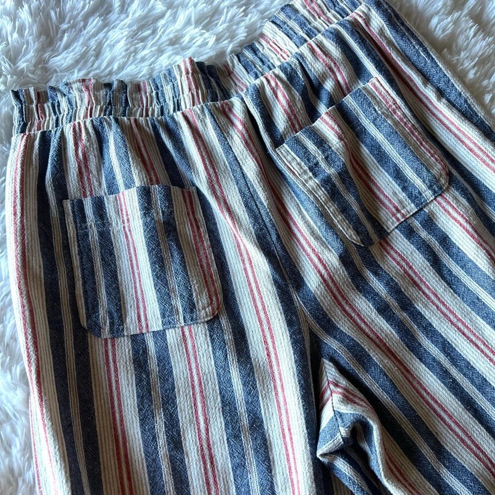 Knox Rose Multicolor Striped Linen Cotton Blend Wide Leg Pants - Picture 10 of 12